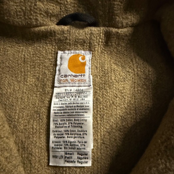 Carhartt VTG Womens Quilt Wool Lined Canvas Vest Olive Green Full Zip Work S - Picture 6 of 6